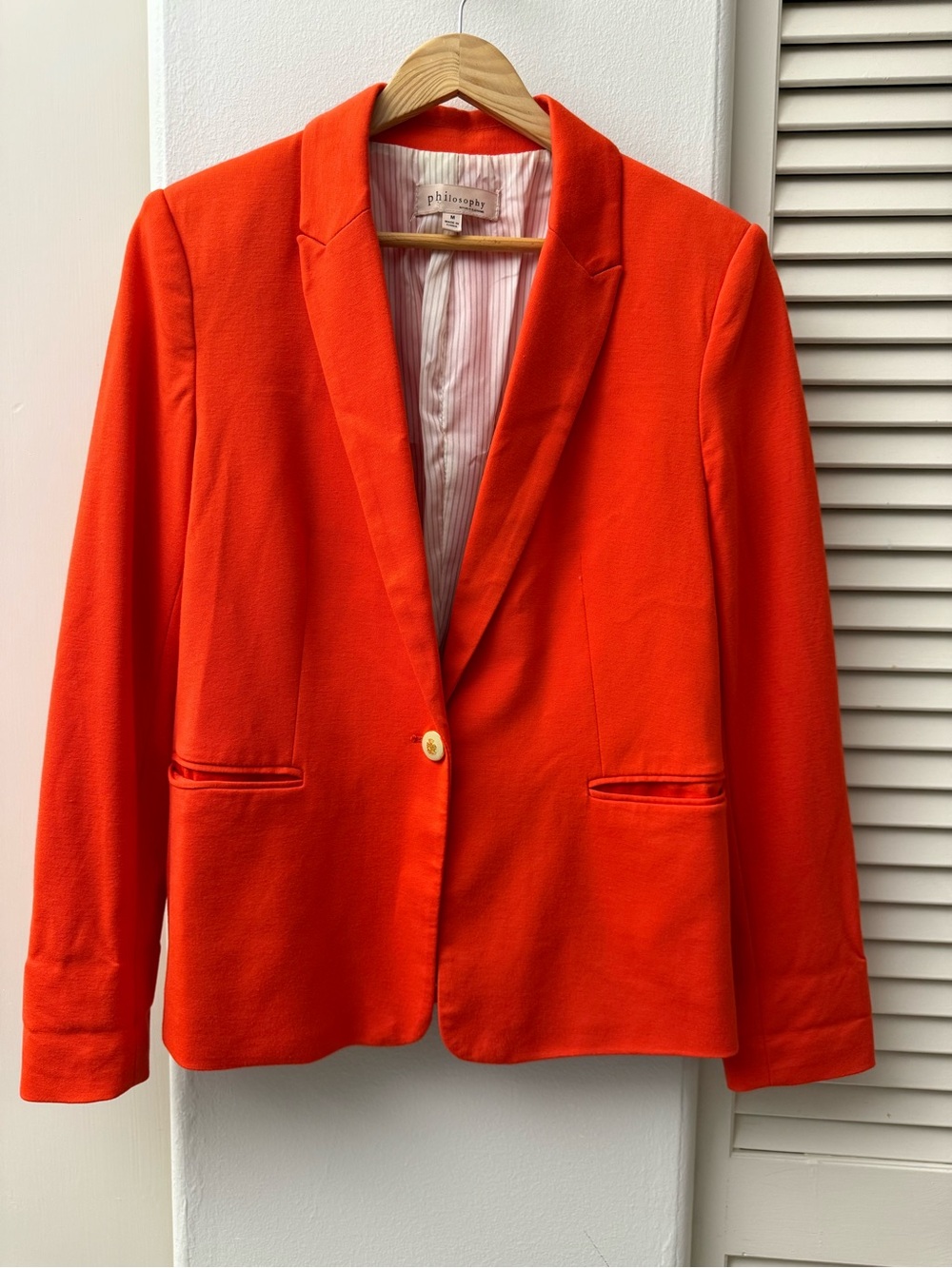 Tomato red orange blazer by philosophy, M